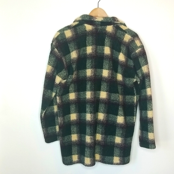 90s B. MOSS Checked Fleece Shirt Jacket - Picture 2 of 7